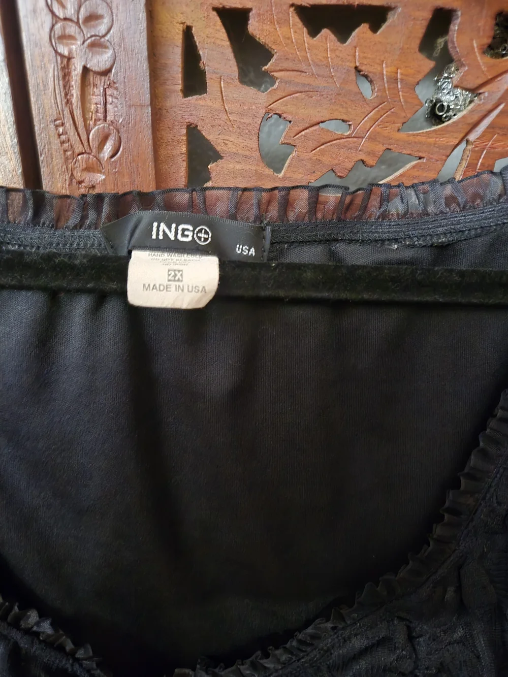 Ing Black Ruffle Button-Front Blouse - Picture 3 of 10
